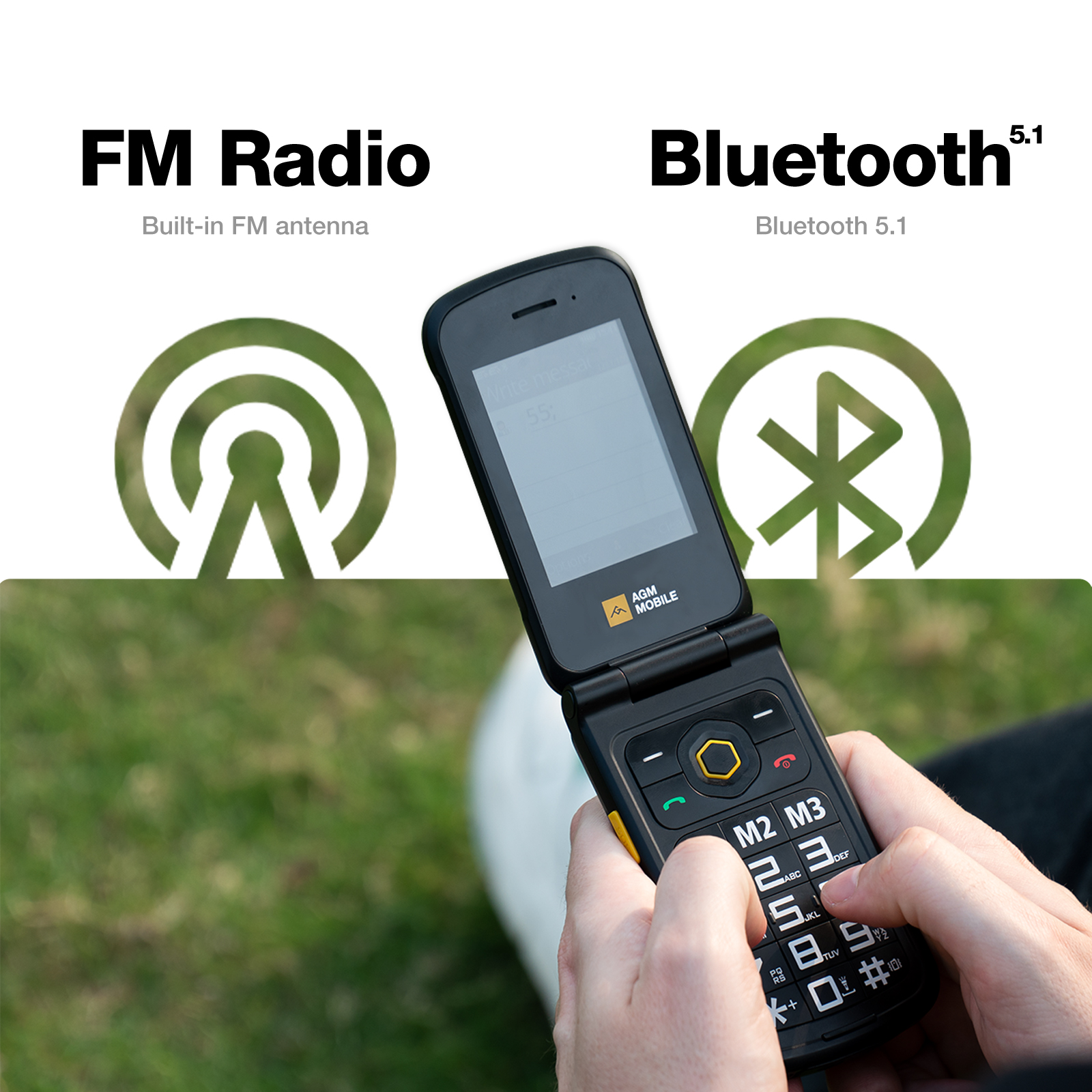 AGM M8 Flip Swiss Edition – Bedienkomfort durch klare Tasten, grosse Icons, Bluetooth und Radiofunktionen im Alltag