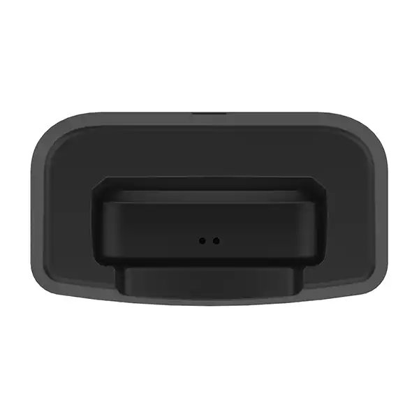 AGM Dock M67 – Rückansicht mit 2-Pin-Ladekontakt, vorbereitet für den sicheren Gerätehalt auf dem Schreibtisch