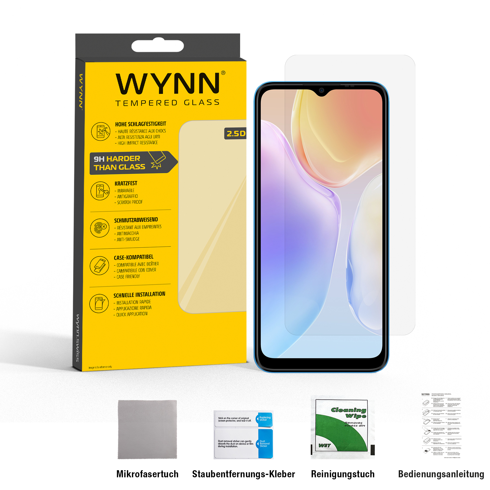 WYNN 2.5D Extra Clear Schutzglas AGM Note N1