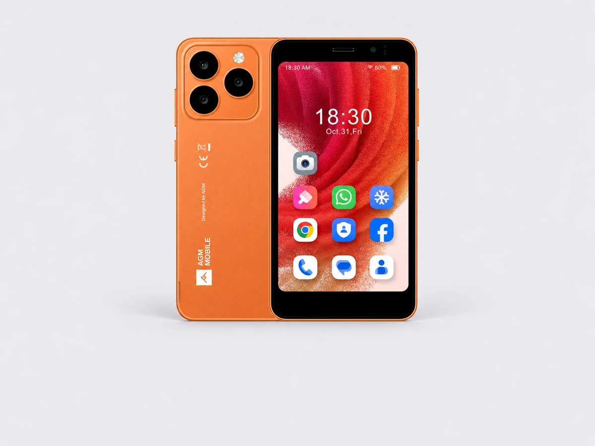 Smartphone AGM N2 bleu vu de face et de dos